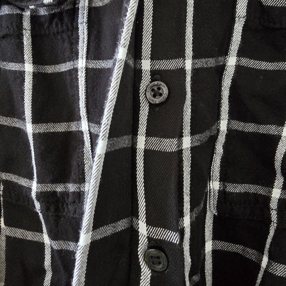 Calvin Klein Black and White Windowpane Maxi Shirt Dress - Picture 4 of 9
